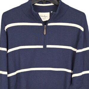 Walter Hagen 1/4 Zip Sweater Mens XL Navy Blue White Stripe Pullover Golf NWOT